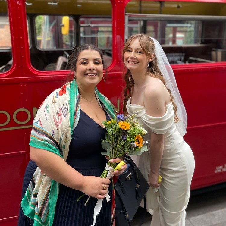 Elegant bridal updo with floral accents